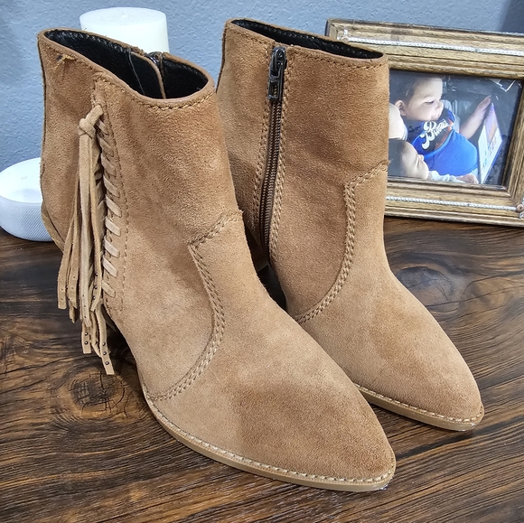 Westyn Fringe Coach Suede Booties - Picture 1 of 10